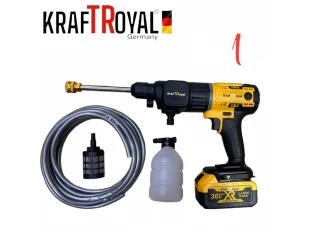 Set universal KraftRoyal 5 în 1 cu 5 accesorii: șurubelniță, cheie de impact, percuție, ciocan rotopercutor, jet de apă și polizor unghiular