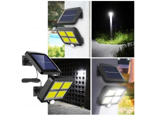 Lampă LED cu panou solar, telecomandă și senzor de mișcare / fotocelulă BK-128-6COB