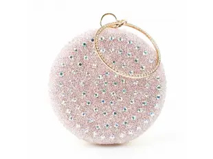 Geantă rotundă roz strălucitor