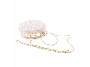 Geantă rotundă roz strălucitor