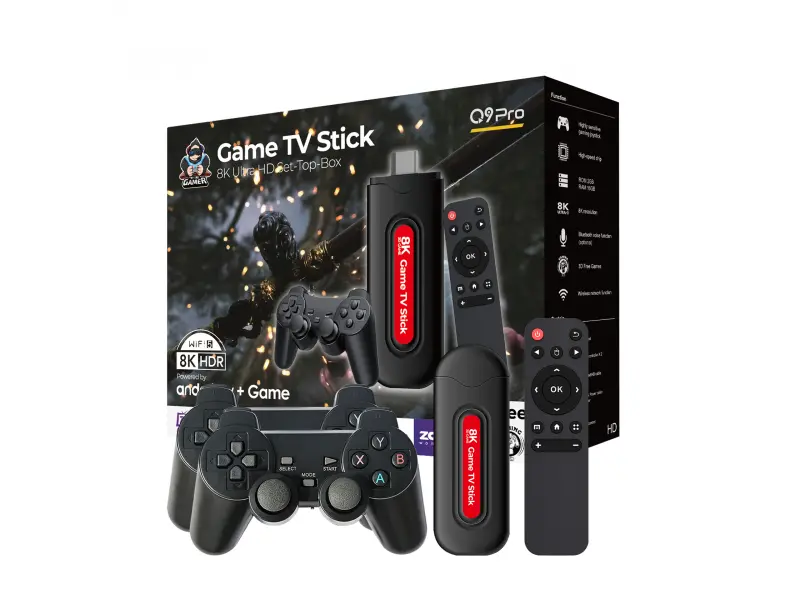 Consolă de jocuri cu stick de joc + Android TV Q9Pro 4K, peste 49.000 de jocuri încorporate și joystick-uri wireless Consolă de jocuri cu stick de joc + Android TV Q9Pro 4K, peste 49.000 de jocuri încorporate și joystick-uri wireless - 1753-q9pro