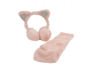 Apărători de urechi de pluș cu eșarfă - Pisică