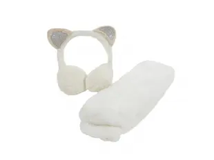 Cercei albi cu eșarfă - Pisică