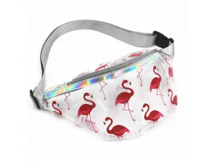 Geantă crossbody transparentă - flamingo