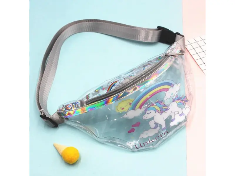 Geantă crossbody transparentă - unicorn
