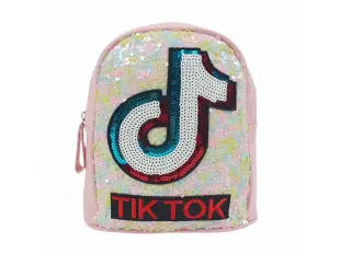 Ghiozdan roz pentru copii cu paiete - Tik Tok