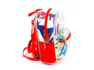 Rucsac roșu transparent cu unicorn