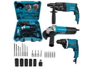 Set de ciocan rotopercutor, polizor unghiular 125 mm și burghiu 1200W KrasfTMaster