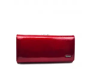 Portofel din piele lăcuită cu clips exterior