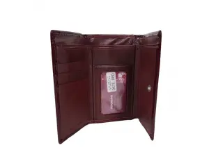 Portofel mediu din piele lăcuită, bordeaux