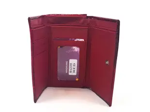 Portofel mediu din piele lăcuită - frunză