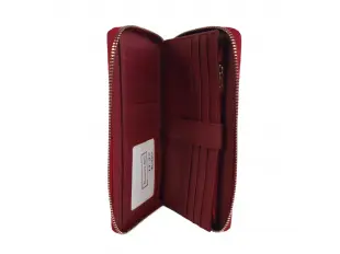 Portofel roșu din piele lăcuită cu fermoar - fluturi