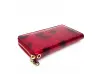 Portofel roșu din piele lăcuită cu fermoar - fluturi