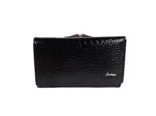 Poșetă medie neagră din piele lăcuită