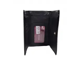 Poșetă medie neagră din piele lăcuită