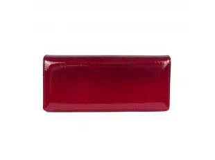 Poșetă roșie din piele lăcuită cu clips și magnet