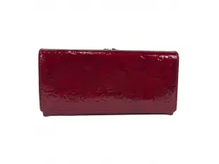 Poșetă roșie din piele lăcuită cu clips - trandafiri