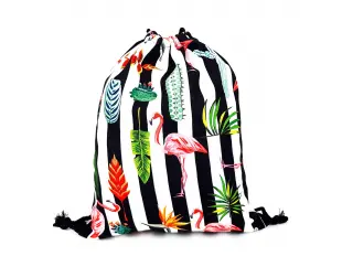 Pătură cu dungi albe și negre cu flamingo