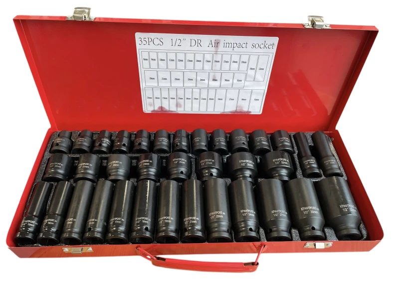 Set chei tubulare de impact KRAFTROYAL, 35 bucăți, 1/2, 8 – 32 mm - Adânci și scurte