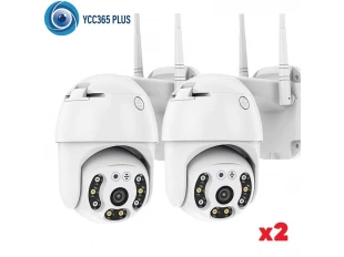 2 buc. Cameră WiFi rotativă AI pentru exterior 5MP, YCC365, albă