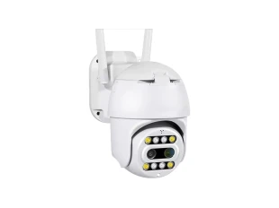 Cameră de exterior cu două obiective și zoom optic, model PTZ cu obiectiv dual, model 2021
