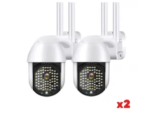 Set de 2 camere video impermeabile WIFI FULL HD 2.0MP 68 LED-uri ROTATIVĂ LA 320° CU URMĂRIRE A MIȘCĂRII