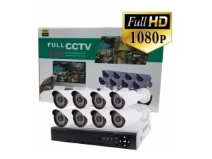 Set de 8 camere pentru supraveghere video interior/exterior FULL HD AHD 4 + DVR - conexiune internet CCTV