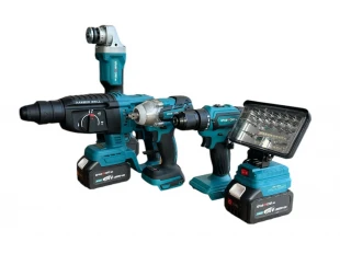 Set de ciocan rotopercutor fără fir, polizor unghiular, cheie, șurubelniță și lampă de lucru cu 3 baterii 36V 8Ah și încărcător KraftRoyal