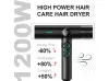 Uscător de păr profesional VGR-401 negru cu ioni negativi, motor BLDC pentru uscare rapidă cu zgomot redus, afișaj LED