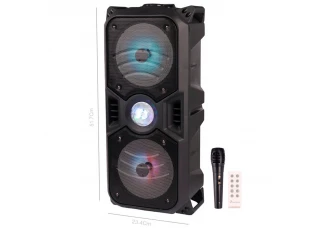 Boxă karaoke Greatnice GTS-2075 2x6.5" - Bluetooth, Radio, Baterie și microfon cu fir