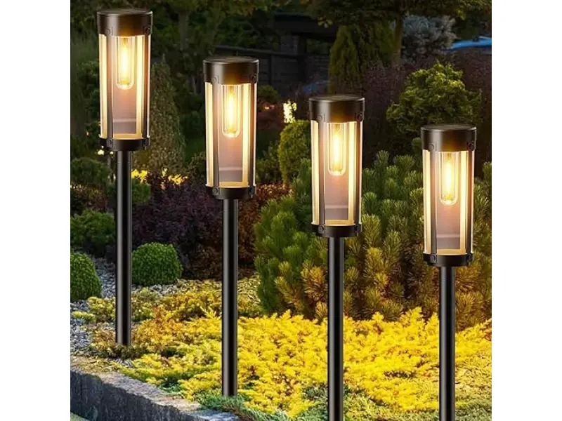 Lampă solară de grădină XF-2902 cu lumină caldă 3000K, neagră - Leadleds 1422-4